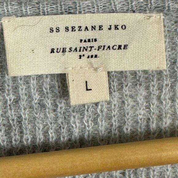 Sezane Gaspard Cardigan Sweater Size Large French Mottled Grey Reversible Knit L - Picture 5 of 13